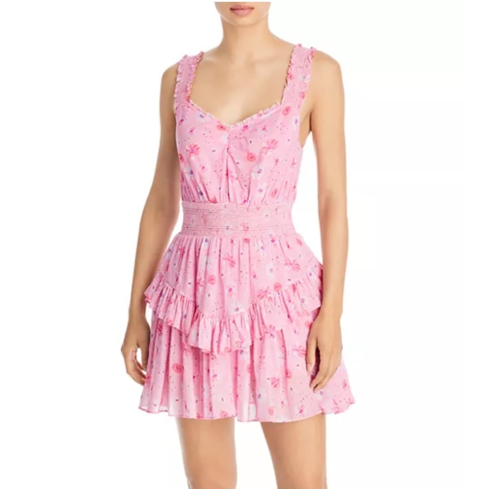 LoveShackFancy Norelli Printed Ruffle Dress XS